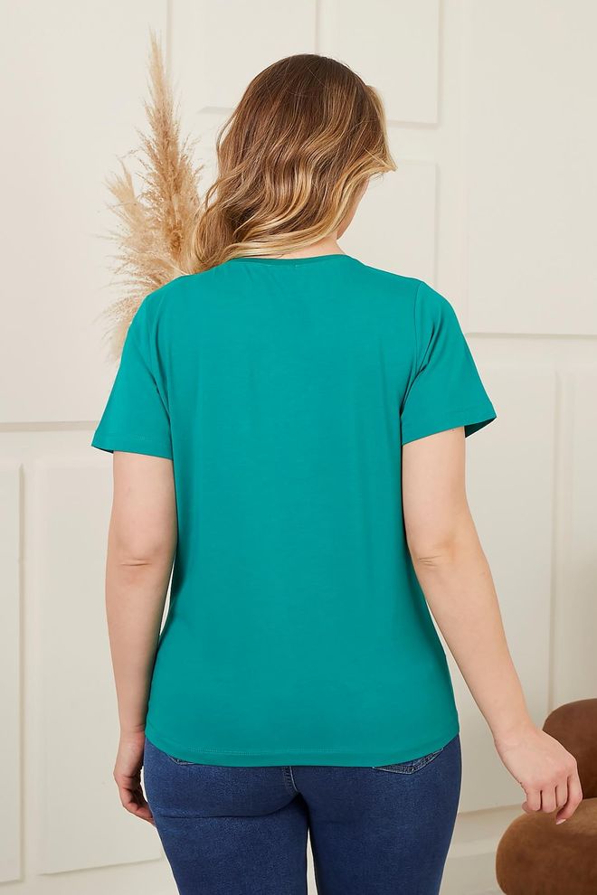 RMG Verde Casuale Taglia Forte Maglietta Abbigliamento all'ingrosso Casuale