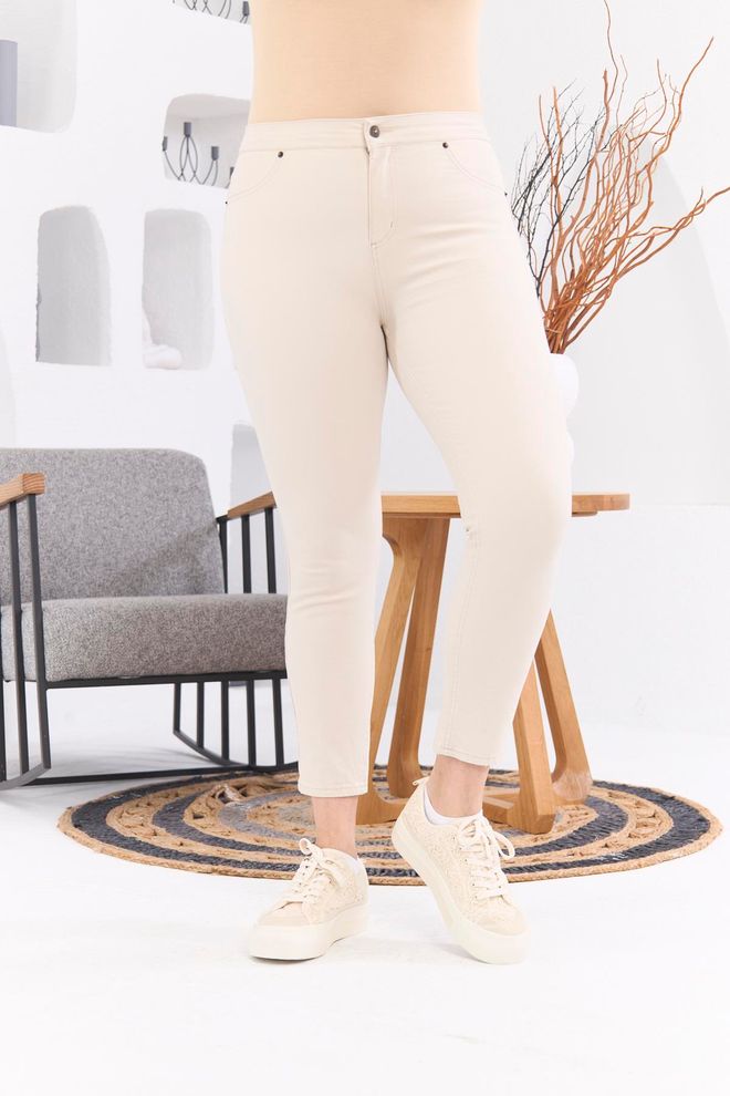 RMG Бежевые Штаны Skinny Leg Конический/морковный Оптовая продажа одежды Повседневный