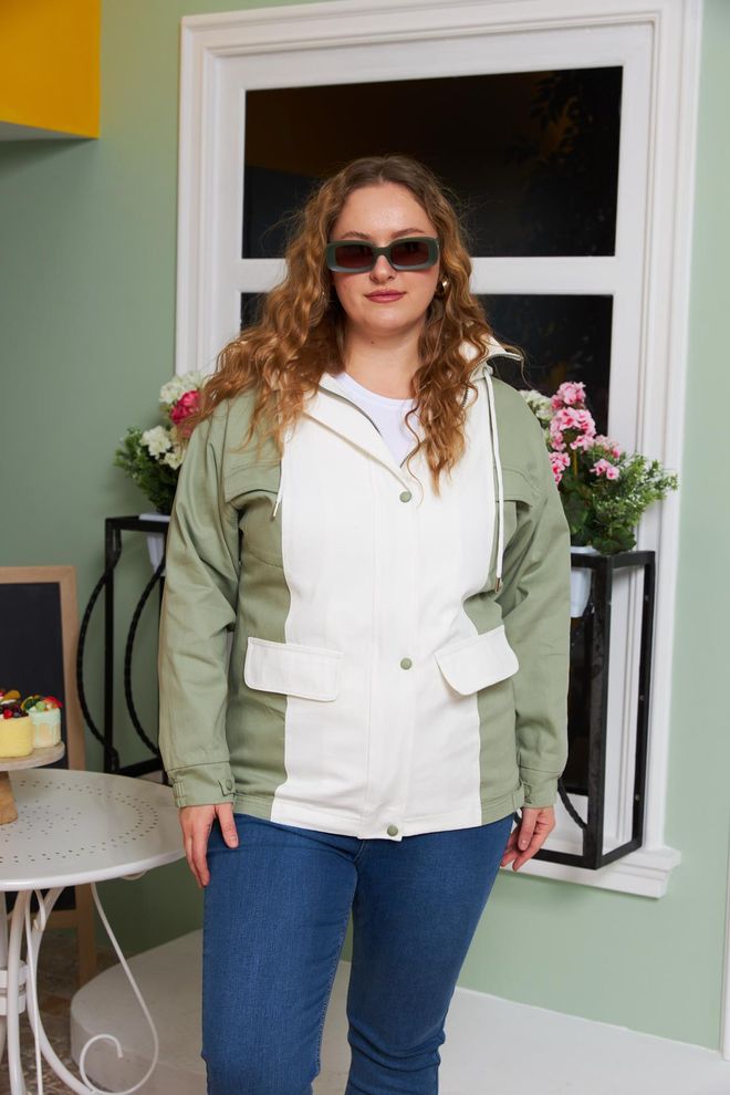 RMG Green Trenchcoat Casual Plus Size Sport Streetwear Wholesale Clothing Plus Size
