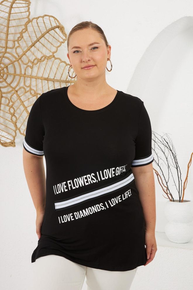 RMG Negro Camiseta Talla Grande Casual Ropa al por mayor Talla grande