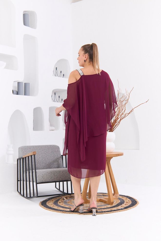 RMG Claret Red Plus Size Elegant Shift Dress Wholesale Clothing Formal