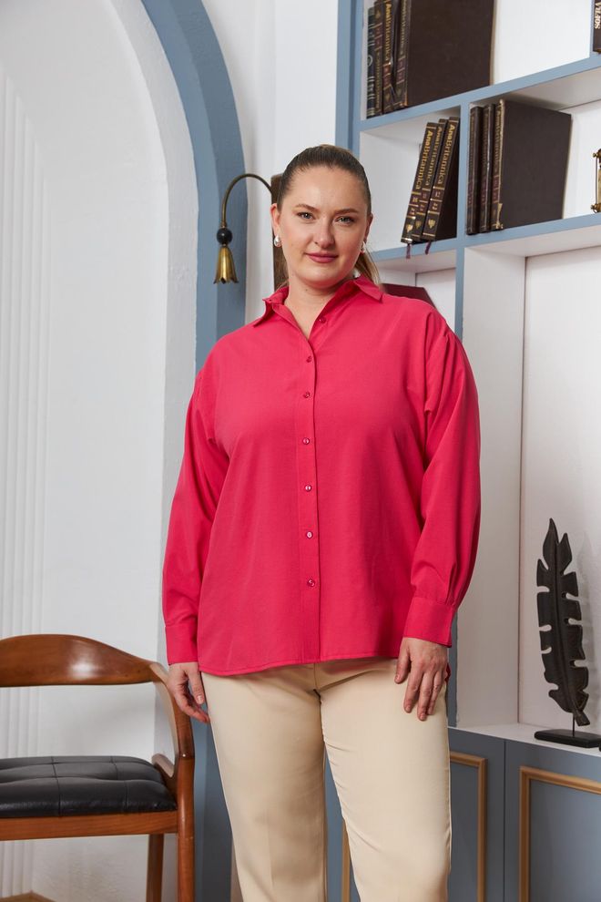 RMG Pink Plus Size Oversized Fit Shirt Wholesale Clothing Plus Size