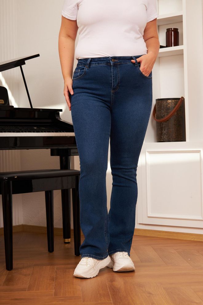 RMG Μπλε Casual Jeans Μεγάλο Μέγεθος Mom Καμπάνα Χονδρικό εμπόριο ενδυμάτων Μεγάλα μεγέθη