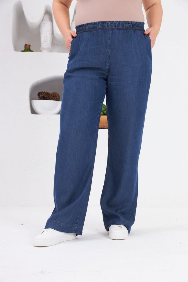 RMG Μπλε Plus Size Casual Mom Τζιν Χονδρικό εμπόριο ενδυμάτων Μεγάλα μεγέθη
