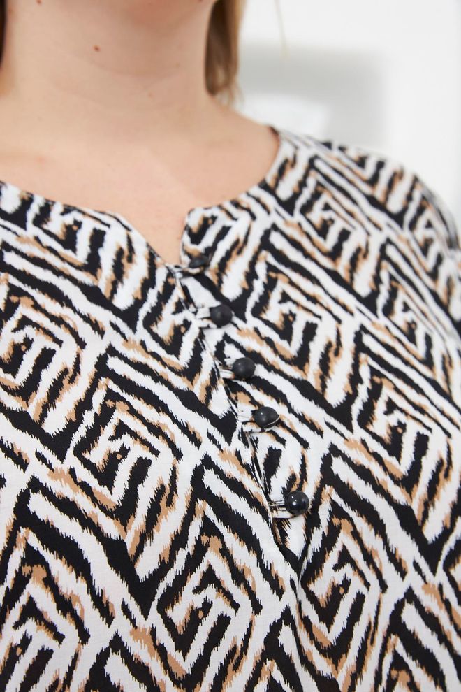 RMG Black Plus Size Casual Ethnic Blouse Wholesale Clothing Lounge