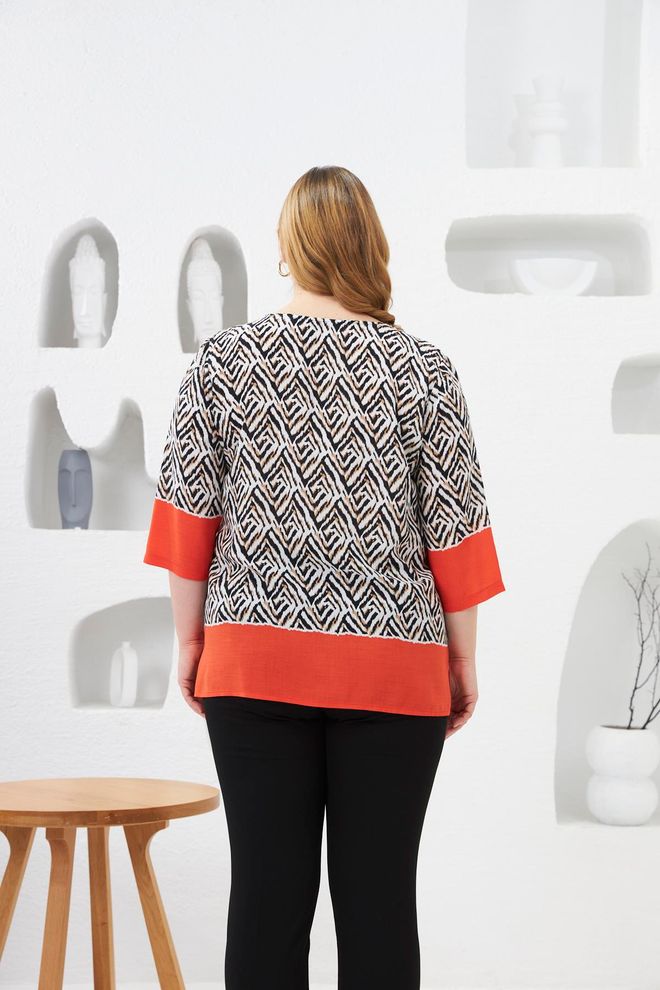 RMG Black Plus Size Casual Ethnic Blouse Wholesale Clothing Spring