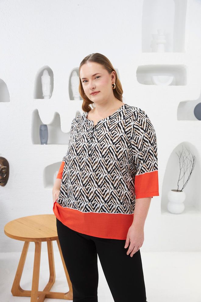 RMG Black Plus Size Casual Ethnic Blouse Wholesale Clothing 1