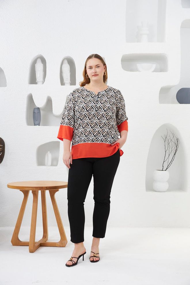 RMG Black Plus Size Casual Ethnic Blouse Wholesale Clothing Casual