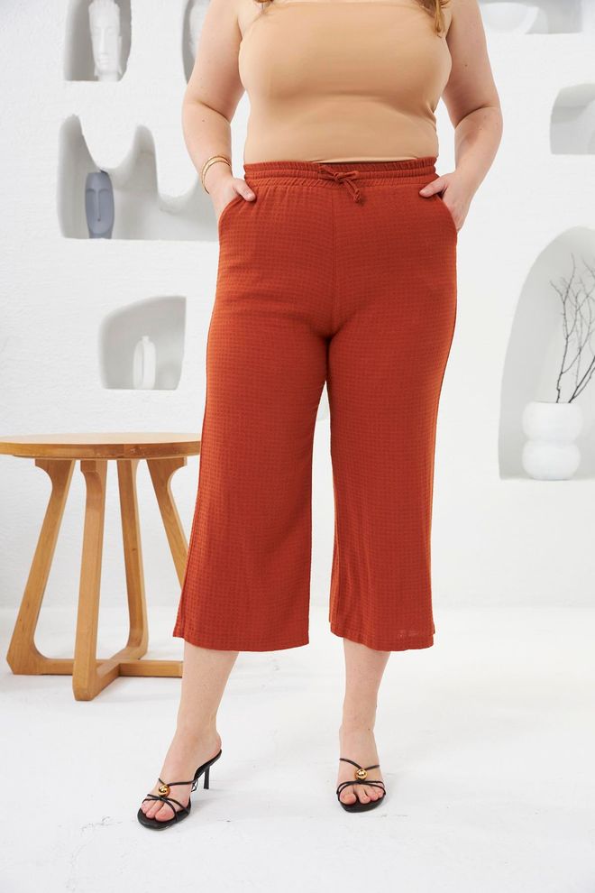 RMG Orange Casual Plus Size Palazzo Pants Wholesale Clothing Plus Size