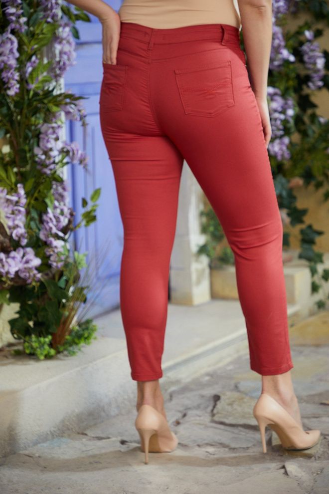 RMG Claret Red Casual Elegant Pants Wholesale Clothing Spring