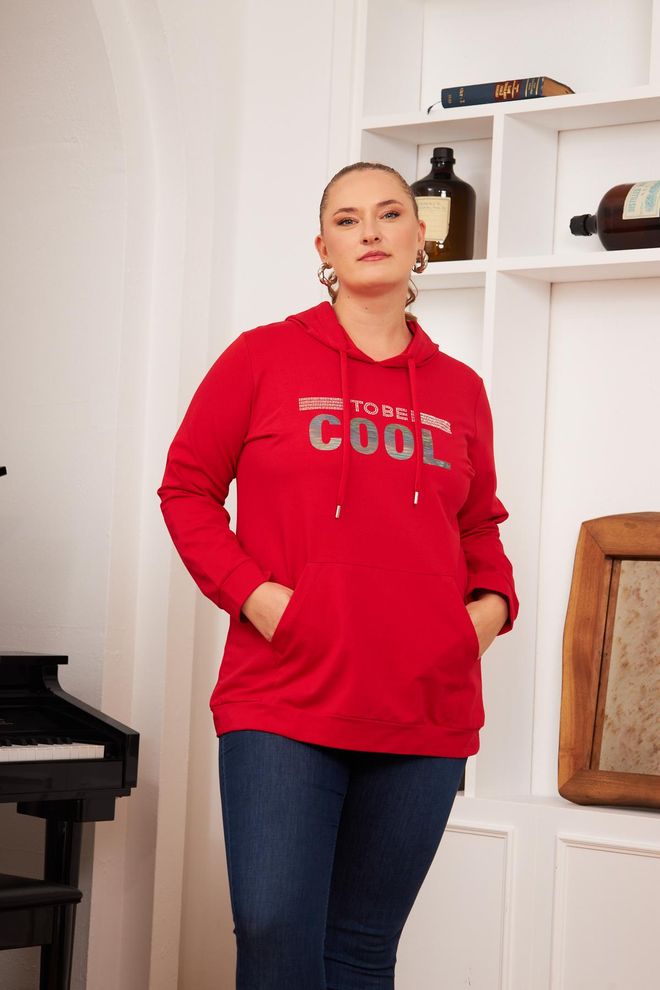 RMG Sudadera Rojo Talla Grande Casual Deporte Ropa De Calle Ropa al por mayor Talla grande