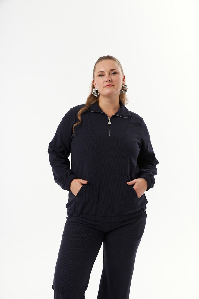 RMG Sudadera Azul Marino Casual Talla Grande Deporte Ropa al por mayor Talla grande