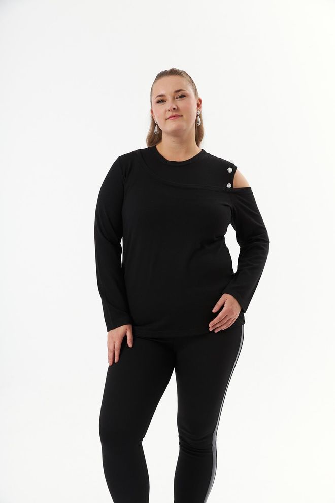 RMG Preto Tamanho Grande Blusa Roupas por atacado Tamanho grande