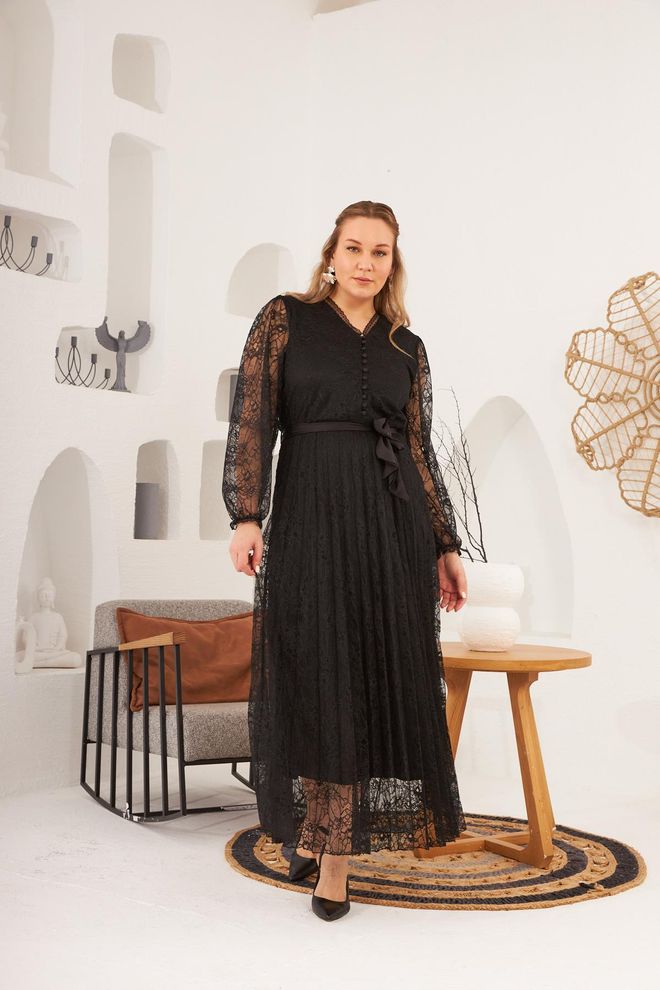 RMG فستان أسود ماكسي أنيق وقصّة ضيقة ومتسعة ملابس بالجملة 1