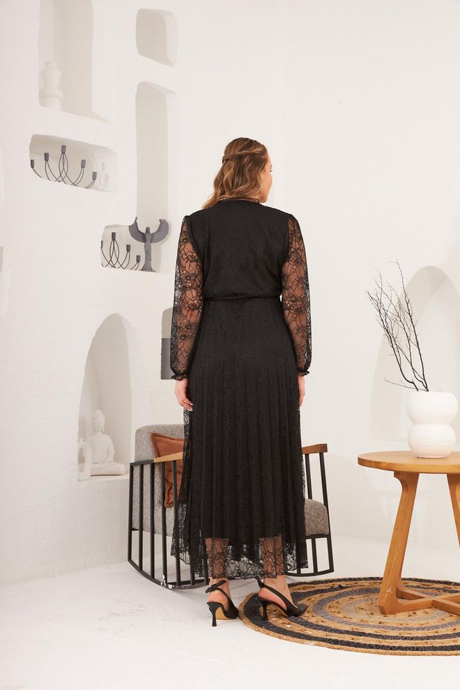 RMG فستان أسود ماكسي أنيق وقصّة ضيقة ومتسعة ملابس بالجملة محتشم