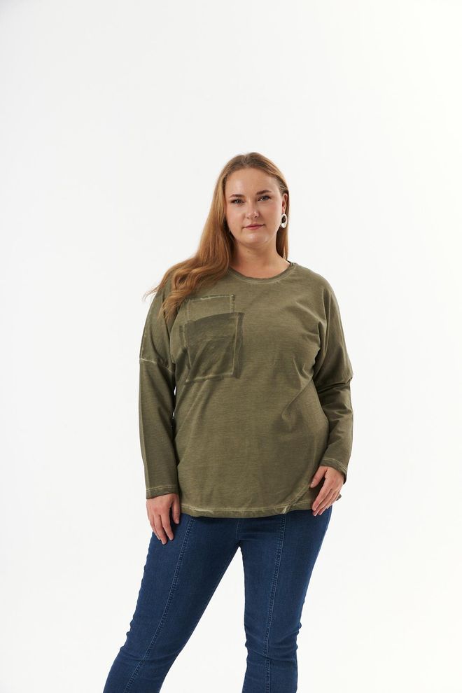 RMG Yeşil Gündelik Büyük Beden Sweatshirt Toptan Giyim Büyük Beden