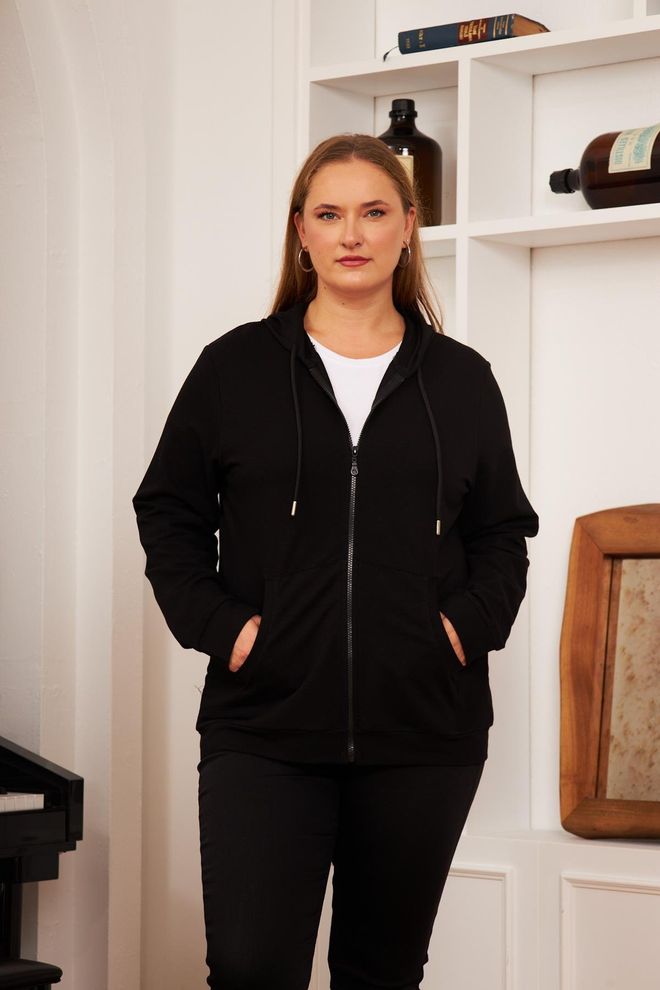 RMG Siyah Gündelik Büyük Beden Spor Giyim Sweatshirt Toptan Giyim Büyük Beden