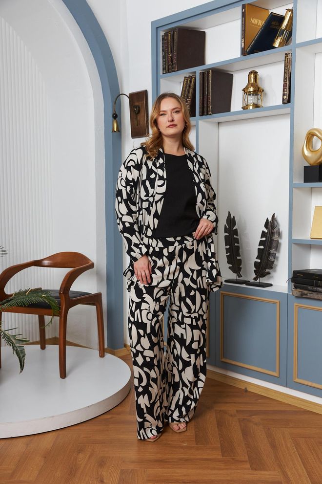 RMG Black Elegant Plus Size Palazzo Set Wholesale Clothing Plus Size