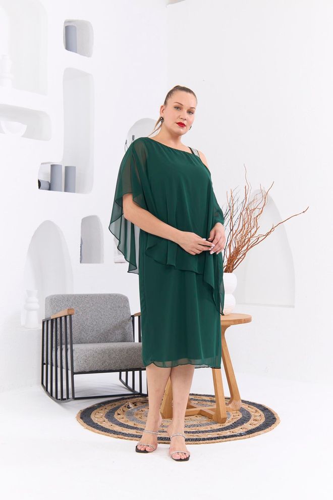 RMG Elegant Green Plus Size Formal Shift Dress Wholesale Clothing 1