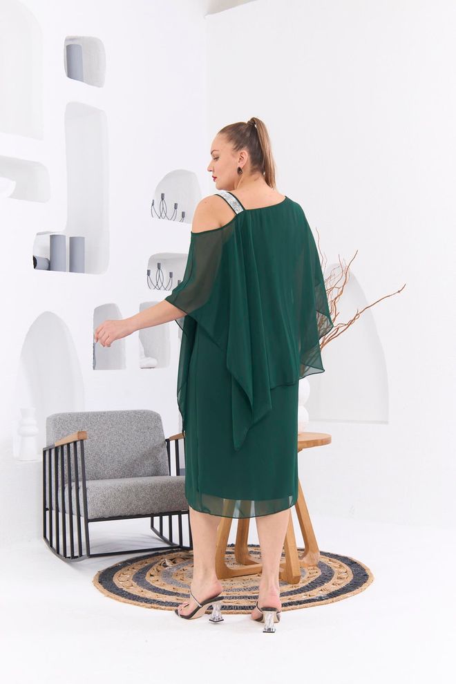 RMG Elegant Green Plus Size Formal Shift Dress Wholesale Clothing Formal
