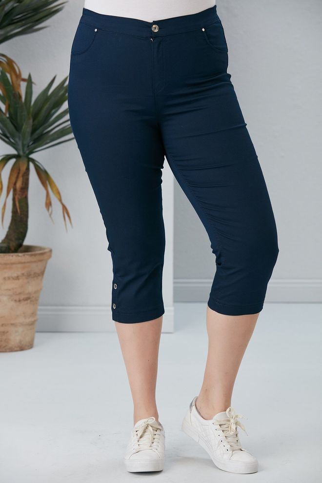 RMG Кежуал Морнарско Плаве Панталоне Плус Сизе Таперед Велепродаја одеће Плус Сизе