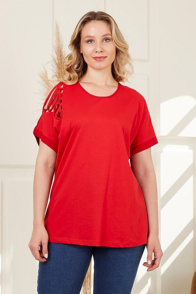 RMG Rouge Décontracté Grande Taille T Shirt Vêtements en gros Grande taille