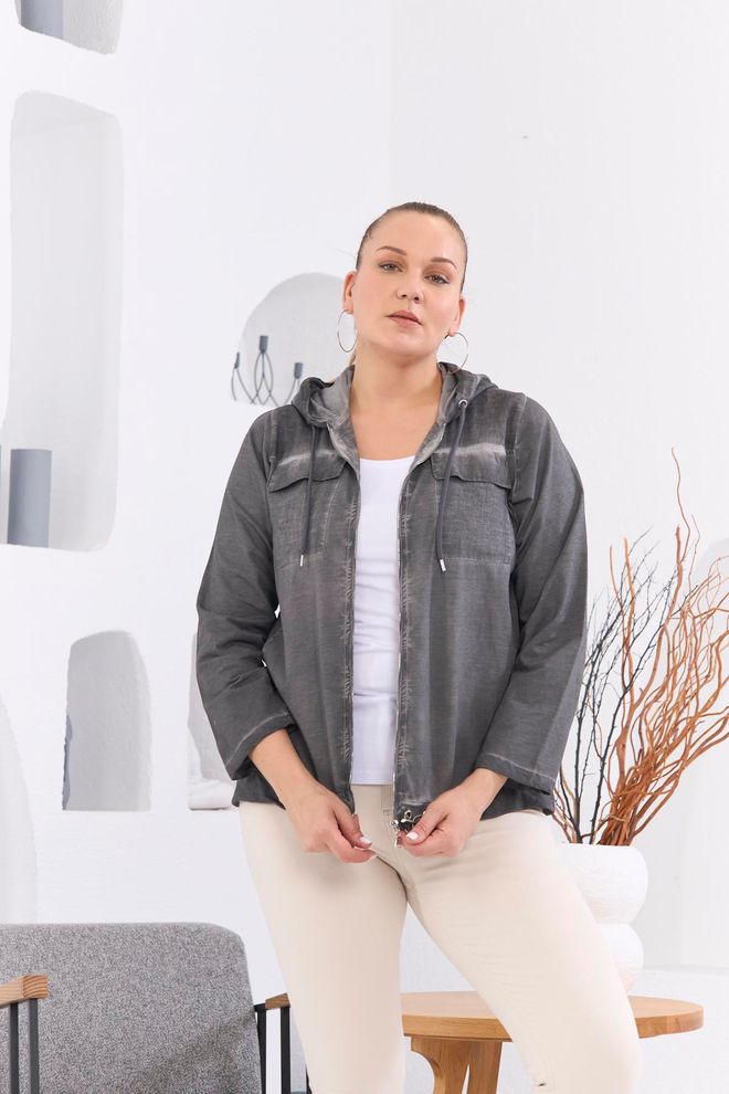 RMG Gris Blouson Coupe vent Vêtements en gros Grande taille