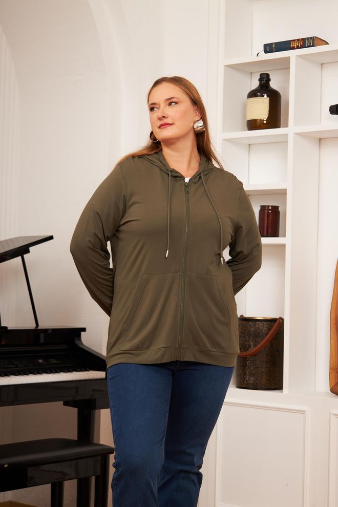 RMG Haki Sweatshirt Gündelik Büyük Beden Kapüşonlu Toptan Giyim Büyük Beden