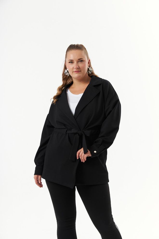 RMG Black Plus Size Single Breasted Blazer Jacket Wholesale Clothing Plus Size