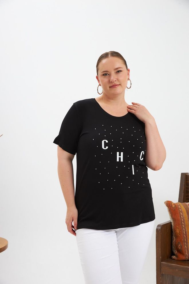 RMG Negro Camiseta Talla Grande Casual Ropa al por mayor Talla grande