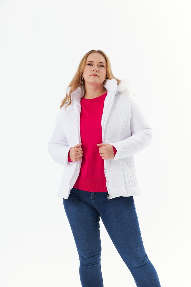 RMG Blouson Bouffante Blanc Avec Col À Capuche Vêtements en gros Grande taille