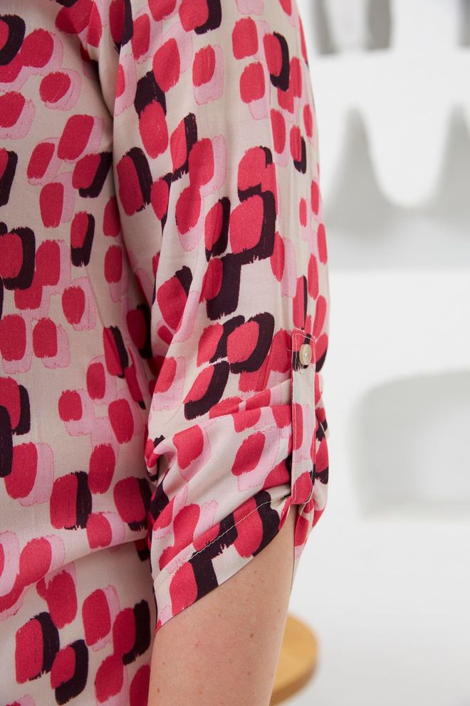 RMG Pink Plus Size Casual Shirt With Geometric Pattern Wholesale Clothing Lounge