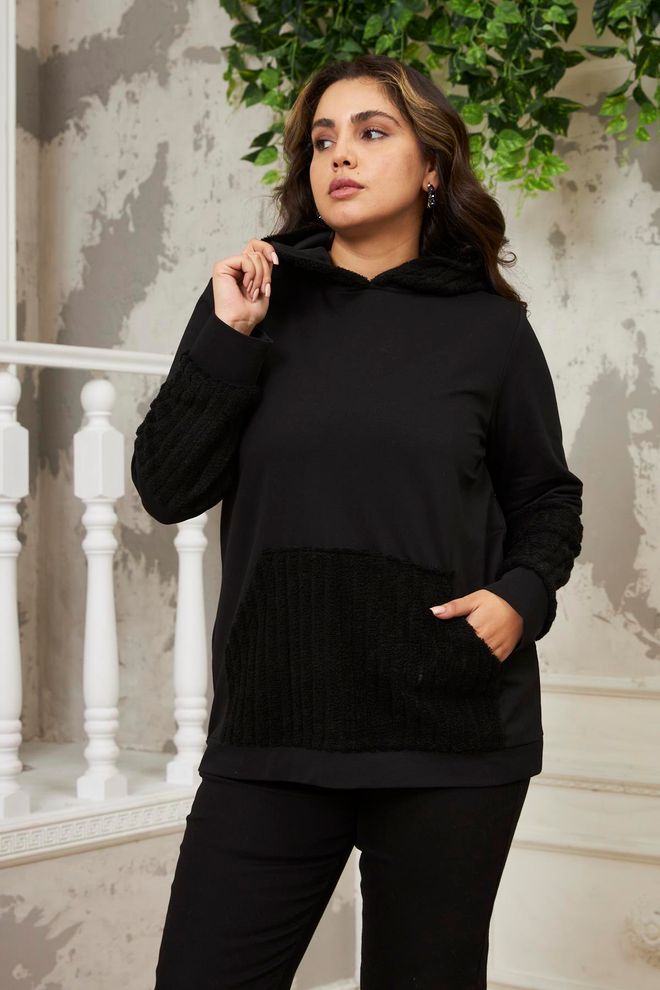 RMG Sudadera Negra Talla Grande Casual Ropa al por mayor Talla grande