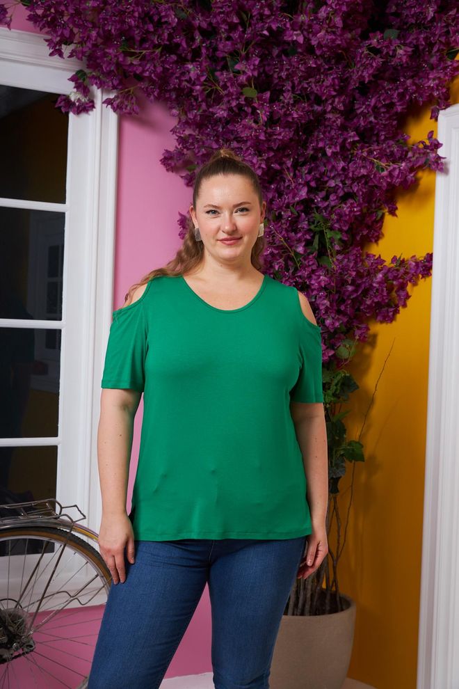 RMG Verde Casual Talla Grande Camiseta Ropa al por mayor Talla grande