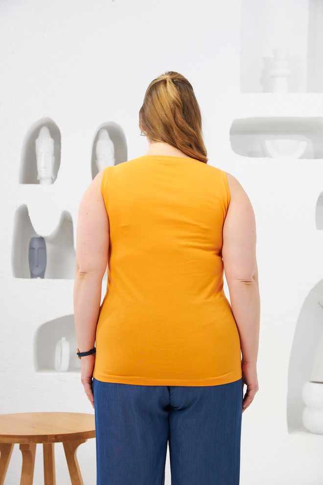 RMG Oranžová Neformálny Plus Size Tričko Veľkoobchod s oblečením Jar