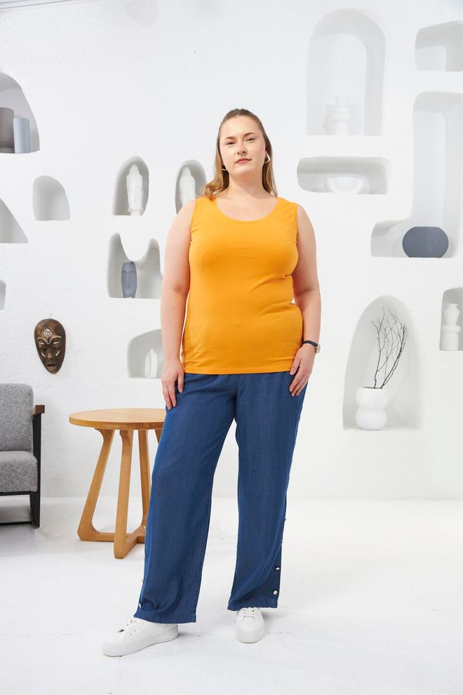 RMG Oranžová Neformálny Plus Size Tričko Veľkoobchod s oblečením Pláž