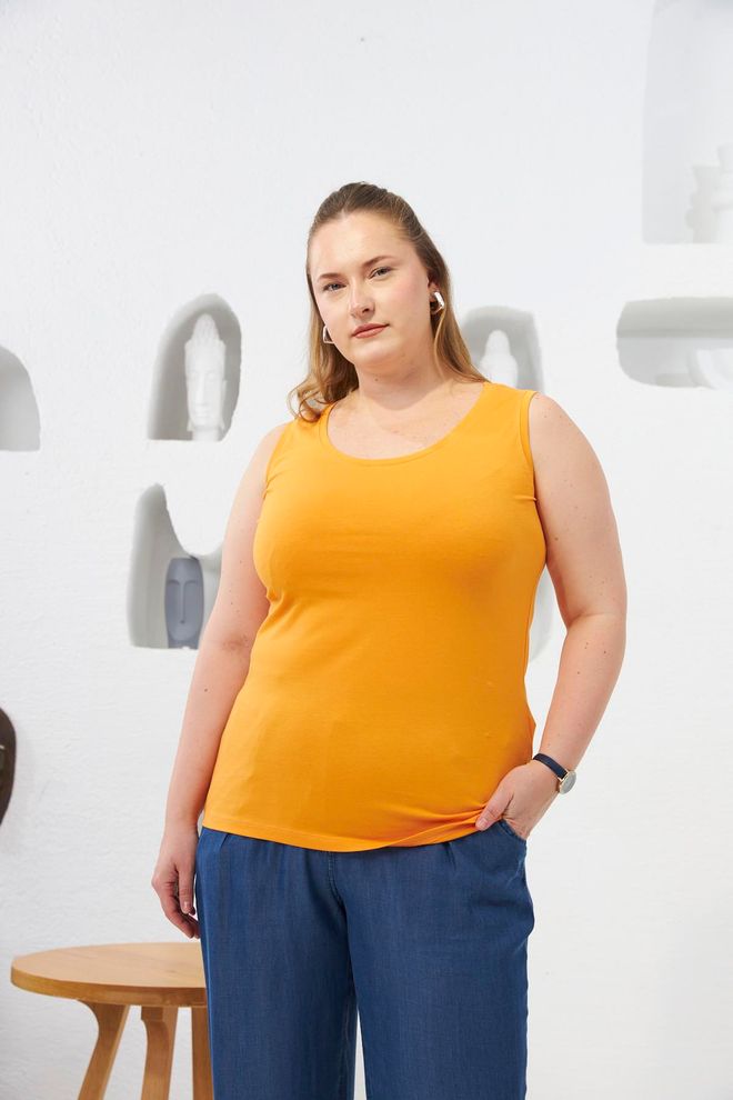 RMG Maglietta Arancione Casual Taglia Forte Abbigliamento all'ingrosso Taglia forte