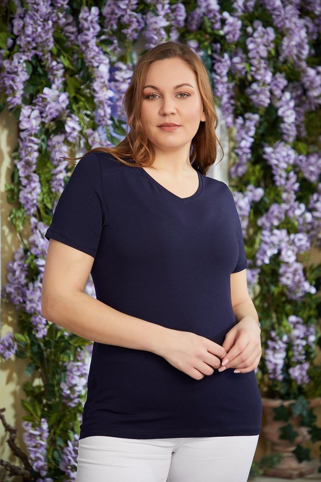 RMG Μπλε Μαρέν Μεγάλα Μεγέθη Casual T shirt Χονδρικό εμπόριο ενδυμάτων Μεγάλα μεγέθη