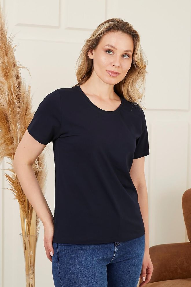 RMG Морнарско Плаво Неформална Мајица Са Округлим Вратом Велепродаја одеће Неформалан