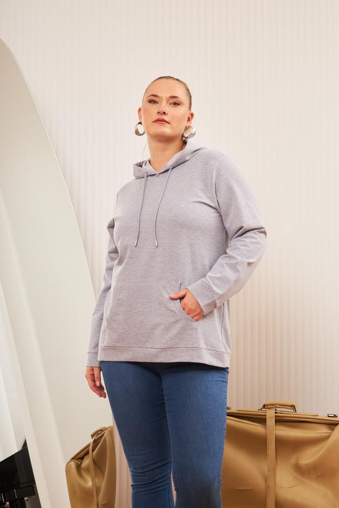 RMG Sudadera Gris Casual Talla Grande Deporte Ropa De Calle Ropa al por mayor Talla grande