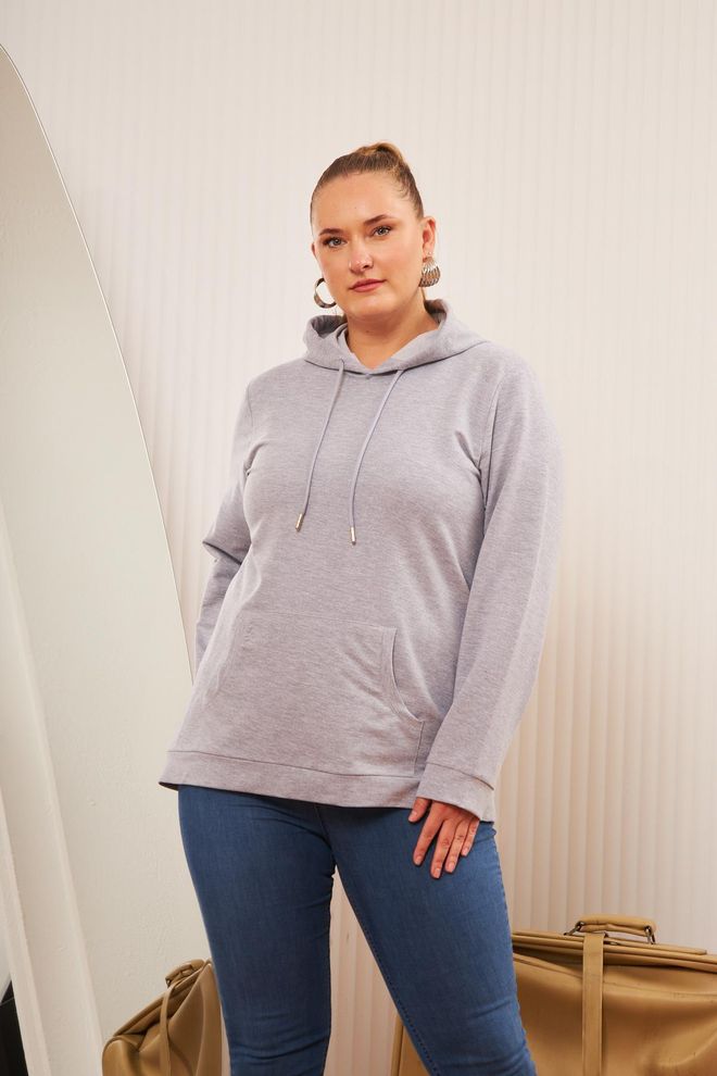 RMG Grey Sweatshirt Casual Plus Size Sport Streetwear Wholesale Clothing Casual