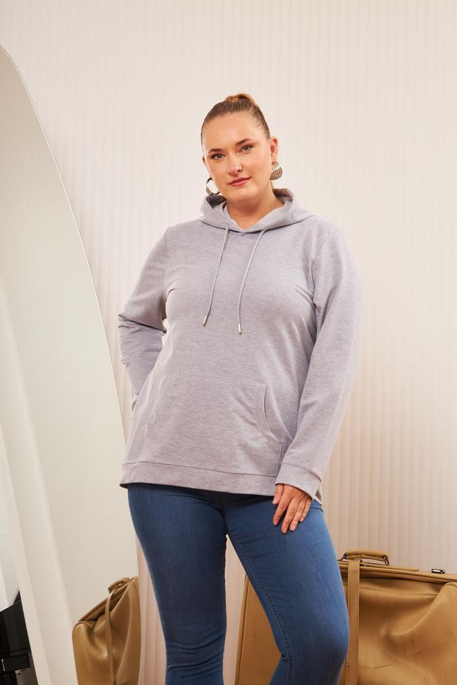 RMG Grey Sweatshirt Casual Plus Size Sport Streetwear Wholesale Clothing Lounge