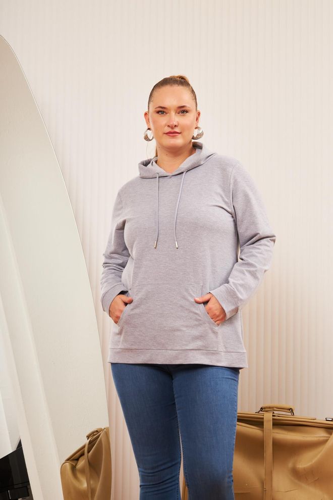 RMG Grey Sweatshirt Casual Plus Size Sport Streetwear Wholesale Clothing 1