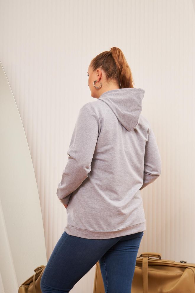 RMG Grey Sweatshirt Casual Plus Size Sport Streetwear Wholesale Clothing Spring