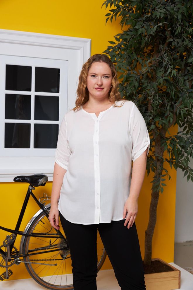 RMG White Casual Plus Size Shirt Wholesale Clothing Modest