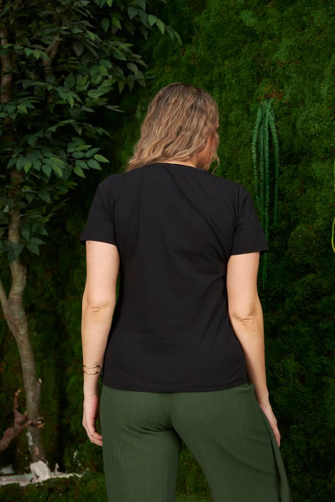 RMG Preto T Shirt Casual Tamanho Grande Roupas por atacado Primavera