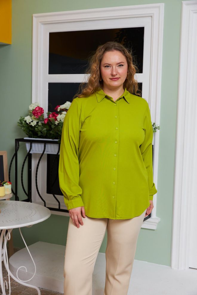 RMG Chemise Verte Grande Taille Décontracté Formel Vêtements en gros Grande taille