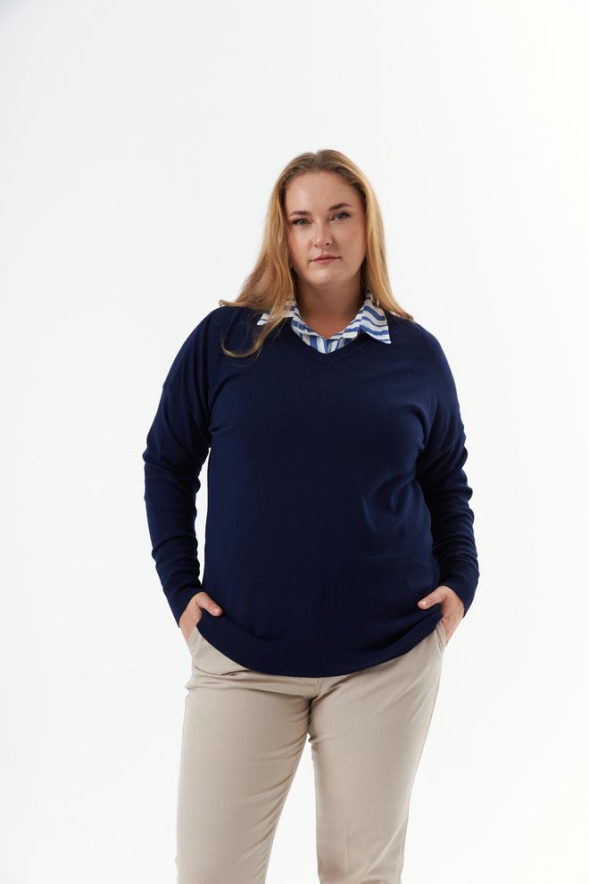 RMG Chemisier Bleu Marine Grande Taille Décontracté Vêtements en gros Modeste