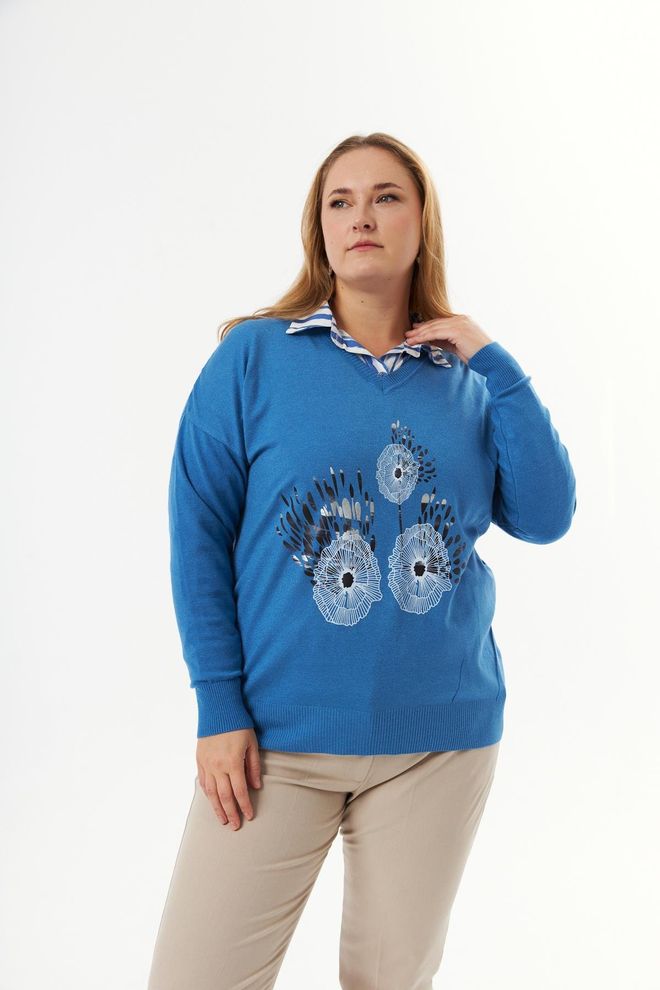 RMG Chemisier Bleu Grande Taille Décontracté Élégant Vêtements en gros Grande taille
