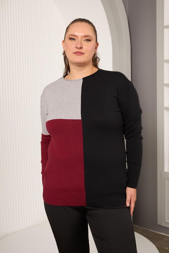 RMG Camisola Preto Tamanho Grande Com Bloco De Cor Roupas por atacado Tamanho grande